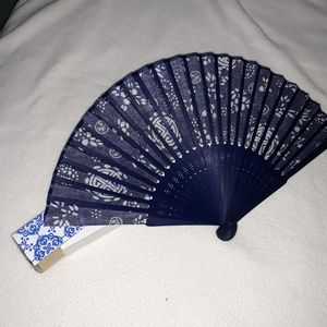 Chinese Blue Floral Fan